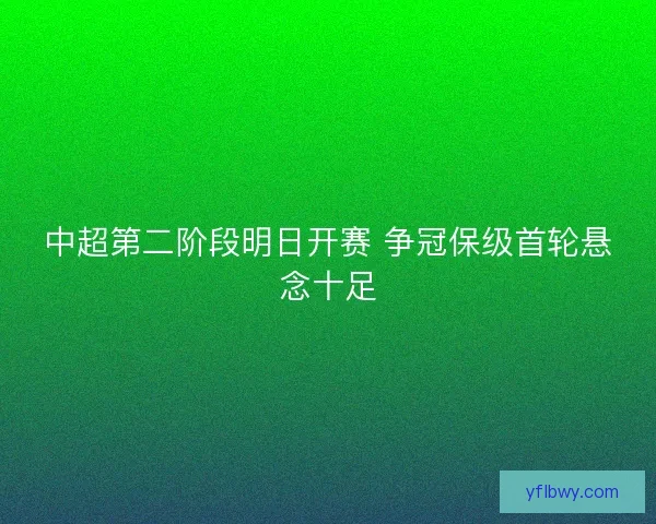 中超第二阶段明日开赛 争冠保级首轮悬念十足